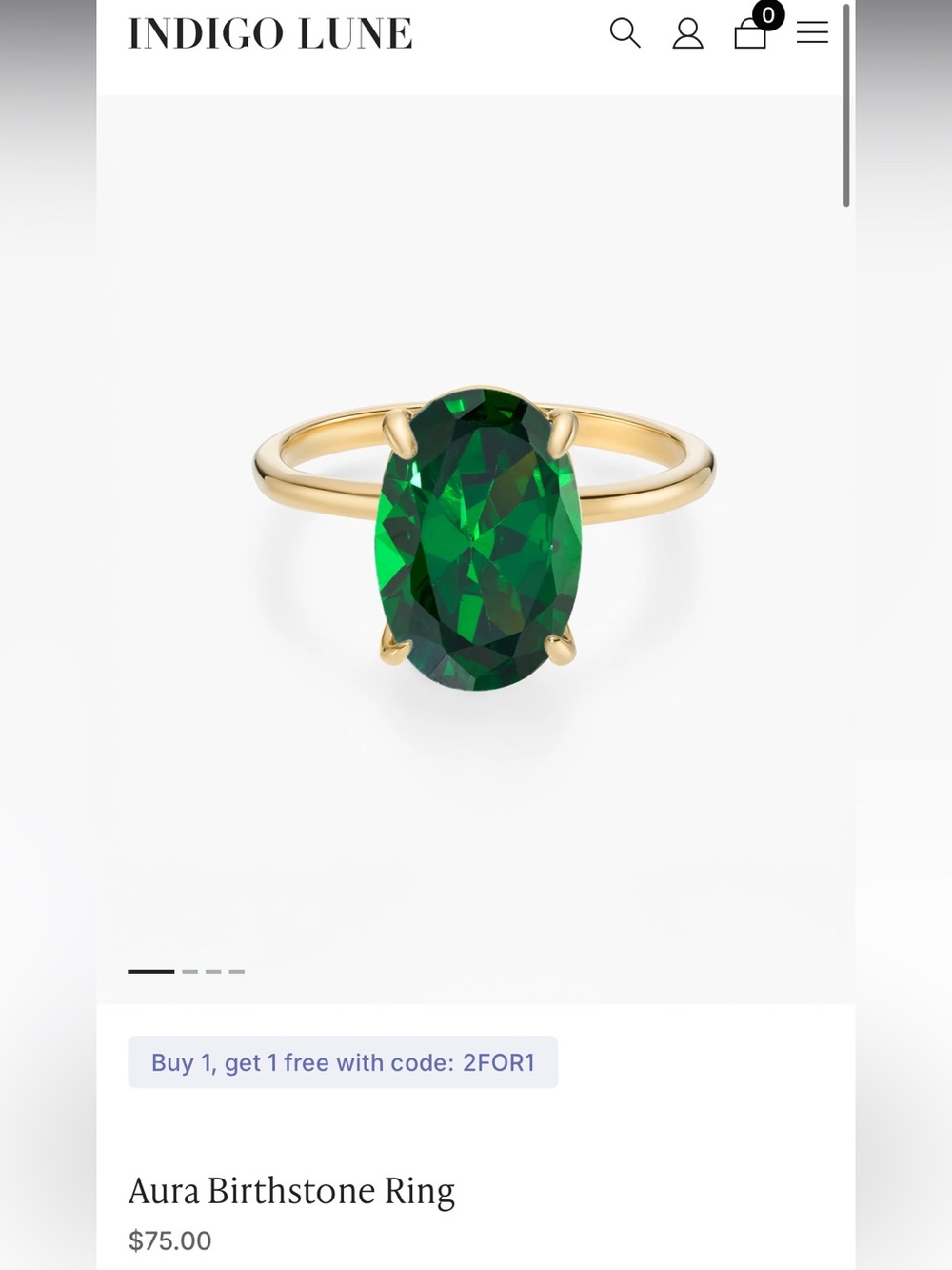 indigo lune gold plated/emerald ring bundle - Picture 7 of 12